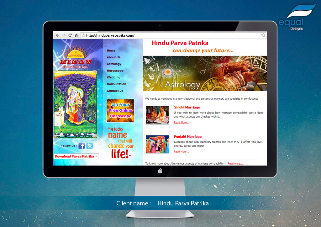 Website Design for Hindu Parva Patrika